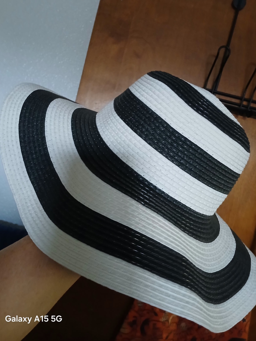 Women’s Black and White Striped Sun Hat - Classic Beach Fedora